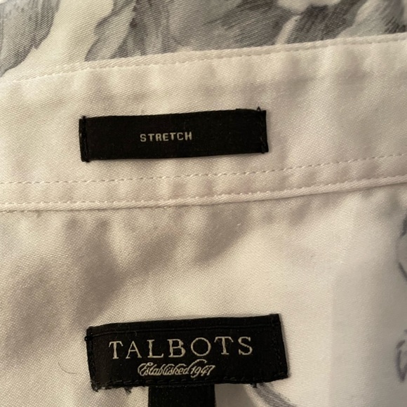 Talbots Stretch Short Sleeve Blouse Gray/White Size - 4 - Picture 3 of 4